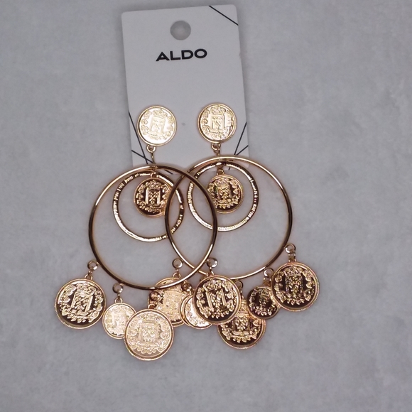 Aldo Jewelry - Hoop Coin Pierce Earrings Gold Tone Aldo